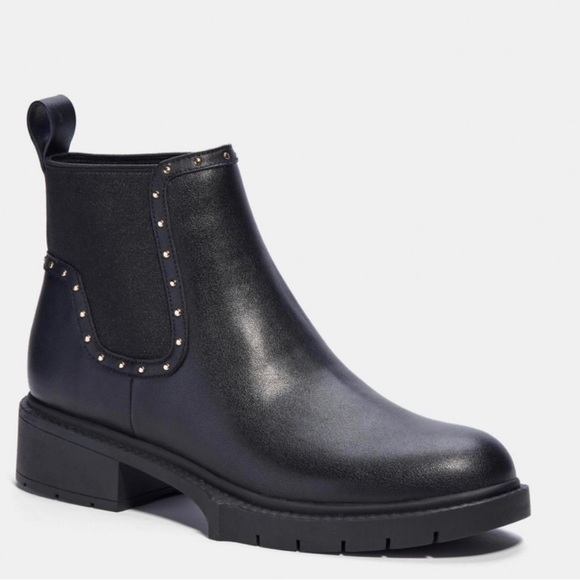 Coach Black Ankle Boots with Studs - Picture 1 of 5